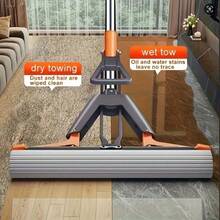 Multifunctional Bi-Fold Pressure Suction Floor Mop, New Household Sink Viscose Floor Cleaning Tool, Suitable For Kitchen, Bathroom Tiles And Hardwood Floors, Essential Cleaning Products And Daily Necessities - 灰色 - 查看 4