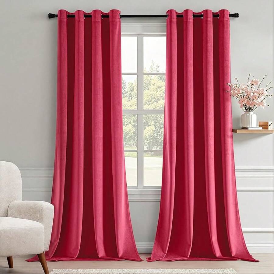 2 Panels Blackout Curtains Solid Soft Grommet Mustard Yellow Thermal Insulated Soundproof Room Darkening Curtains/Drapes/Panels Fall Living Room Bedroom 52 X 90 Inch - 莓果 - 查看 1