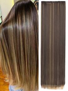 1 pieza Extensiones de cabello sintéticas resistentes al calor de 24 pulgadas y 40 pulgadas en una sola pieza, color marrón óxido, burdeos, rubio, multicolor, extra largas y rectas con 5 clips, extensiones de cola de caballo resistentes al calor de fibra adecuadas para mujeres y niñas para diversas ocasiones, incluyendo festivales de música, fiestas, cosplay, vacaciones y todas las estaciones