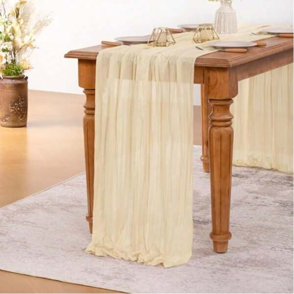 6 pièces Ensemble de nappes gris et rose, nappe en lin bleu transparent de style bohème et côtier de 160 pouces, 13,3 pieds, convient pour le mariage de printemps et les fêtes