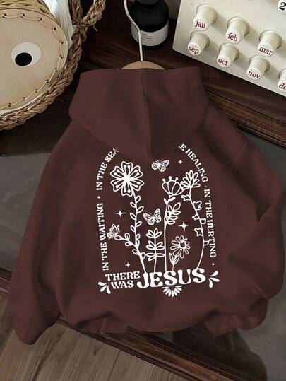 Teen Girls Casual Simple Casual Flowers Design Hoodies Girls Long Sleeve Hooded Sweatshirts Autumn And Winter Student Teen Girls Clothing