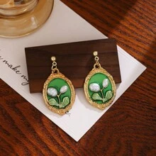 1 Pair Baroque Pearl Flower Stud Earrings, Suitable For Daily Wear