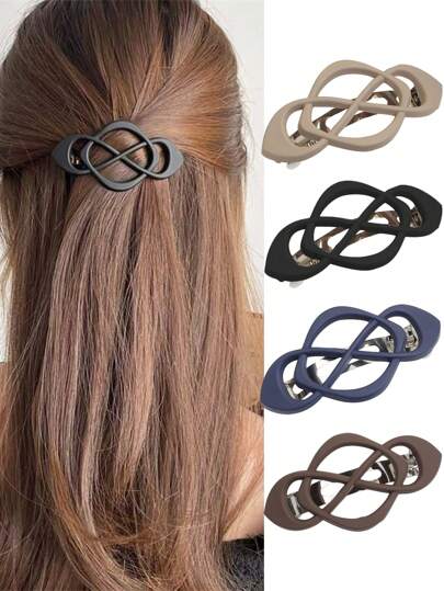 4pcs Matte Solid Color Half Bun Low Ponytail Elegant Hollow Out Retro Claw Clip Hairpin, Hair Accessory, Claw Clips, Clips For Hair Slide, Hair Claws, Hair Accessories, Head Accesssories