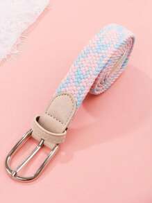 弹力编织腰带，时尚韩版，男女通用，适合学生和多功能装饰秋季，秋季，万圣节 - 編織多巴胺腰帶 - 查看 1