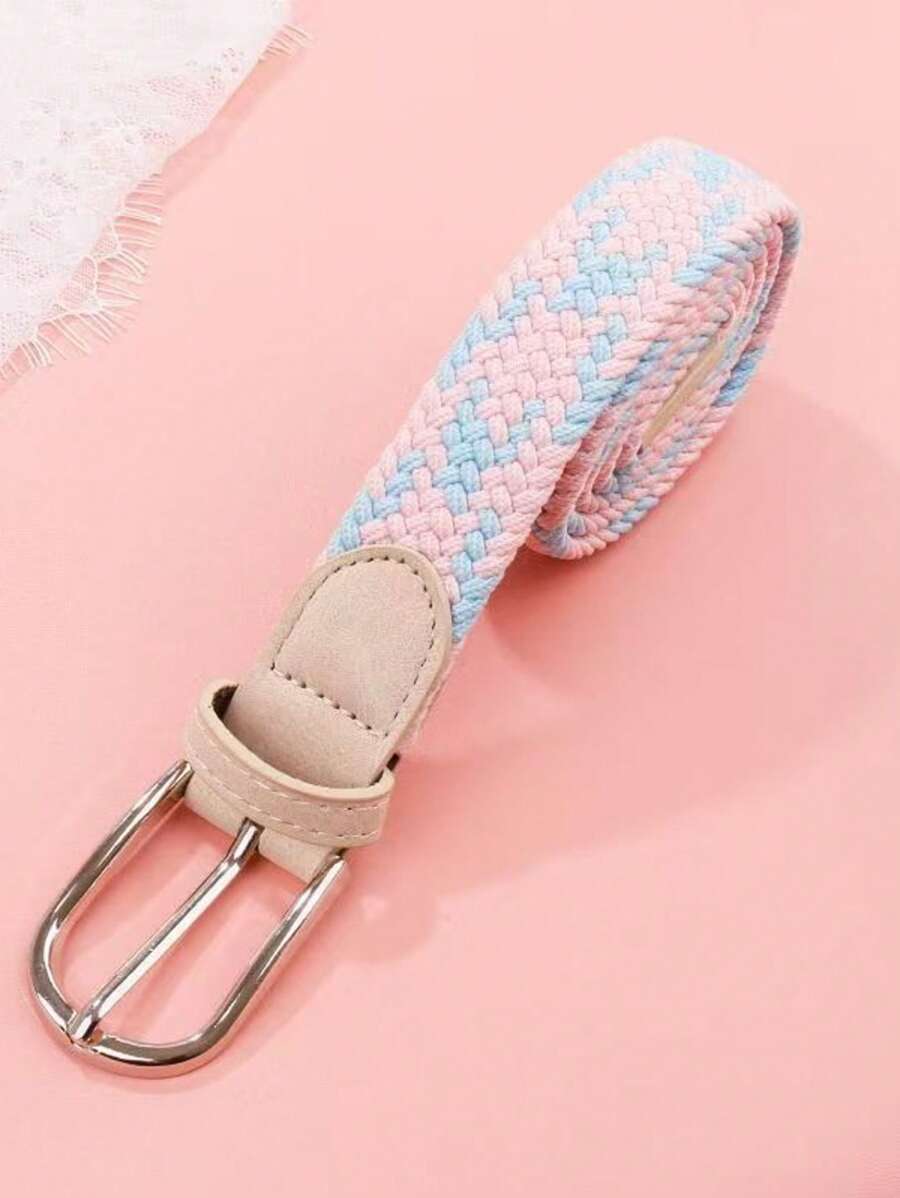 弹力编织腰带，时尚韩版，男女通用，适合学生和多功能装饰秋季，秋季，万圣节 - 編織多巴胺腰帶 - 查看 1