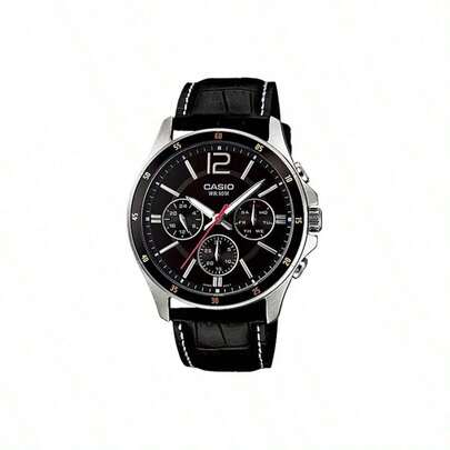  Reloj de hombre CASIO STANDARD Series, impermeable, de movimiento de cuarzo, con correa, esfera negra, MTP-1374L-1A