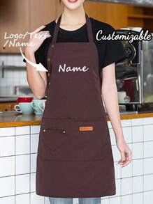1pc Customized Cooking Apron, Can Print Text And Personalized Photos, Suitable For Dad/Father/Men/Women, Customizable With Name And Logo, Chef Cooking Kitchen Apron, Personalized Kitchen Apron, Customizable Logo, Washing Gloves, Photo And Name