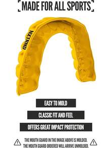 NXTRND CLASSIC Juego de 2 Protectores Bucales Deportivos, Ultra Delgado, para Fútbol Americano, Boxeo, Combate,, Jiu-Jitsu,, para Adultos y Niños - Amarillo - Ver 3