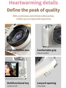 1080P Digital Camera, 48MP, With Flash, USB Charging, Retro Design, Compact & Portable, Suitable For Travel And Daily Photography - White - View 9