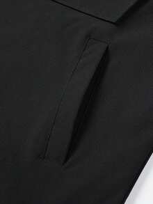 男士连帽半拉链长袖夹克，街头风，字母印花抽绳连帽半拉链大口袋宽松休闲夹克，通勤、户外、百搭，秋季必备 - 黑色 - 查看 6