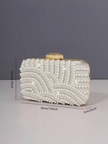 Elegant Faux Pearl Clutch, EveningPurse With Detachable Chain For Women,Perfect For Weddings, Parties And FormaEvents,Wedding Accessories, ElegantFaux Pearl Bag,Elegant Pearl Clutch, PromBag For Party,Pearl Clutch Evening Bag - Gold - View 3