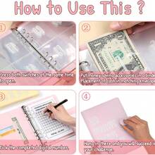 KKC 2025 New Model 100 Envelopes Money Saving Challenge With Cute Stickers, A5 Money Saving Binder With Cash Envelopes, Budget Binder Savings Challenge Book For 100 Day To Save $5,050 For Budgeting Planner. - Pink - View 6