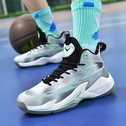 Basketball Shoes For Teenagers & Students, Summer Breathable Men's Shock Absorbing Rebound Training Sports Shoes