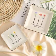 1PC Personalized Birth Flower Jewelry Dish, If Sister Were Flowers I'd Pick You, Best Friend Gift, Birthday Gift For Bestie, Christmas Gift Back To School - White Gold - View 8