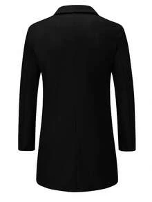 Manteau croisé pour homme, cadeau décontracté pour petit ami/mari, automne/hiver - Noir - Voir 4