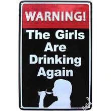 1 Pcs 8" X 12" Funny Bar Sign - Girls Are Drinking Again! Unique Gift For Hen Night. Home Decor Rustic Metal Plaque, Bar Pub Games Room Decor Rustic Style Decor Metal Tin Sign Outdoor Indoor Wall Panel Retro Vintage Mural Gift Ideas Funny Tin Sign Tin Decor Vintage Inspired Wall Poster Men'S Cave Courtyard Garden Wall Decor, Home Decoration, Metal Sign Gift, Wall Art Wall Decor For Home Kitchen Bar Patio Room Garage Retro Tin Poster Plaque 8X12 Inch