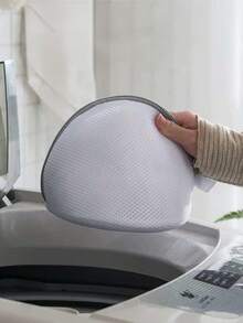 1 قطعة شنطة غسيل للحمالات بشكل صدفة، شنطة غسيل من الشبك، شنطة داخلية مثلثة الشكل، شنطة غسيل للحمالات، شنطة غسيل نسائية بسحاب للتخزين