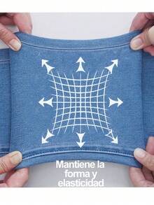 pantalones de mujer pantalones de dama mezclilla De Tiro Alto Ajustados curvy Levanta Glúteos  Estilo de botón único Estilo de agujero en el borde del bolsillo azul - Azul Marino - Ver 8