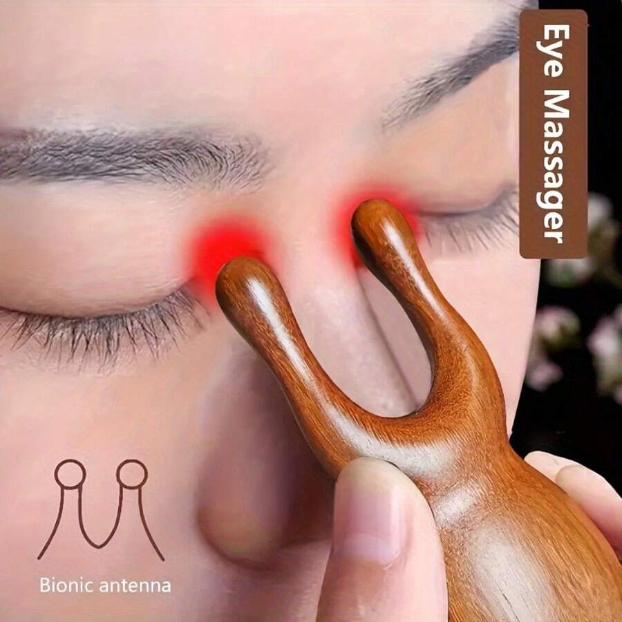 Facial Tools Natural Sandalwood Gua Sha Massager, Wooden Face Lift Massage Tool For Facial Contouring, Blood Circulation Enhancement & Tension Relief Beauty Wellness - 天然木材 - 查看 1