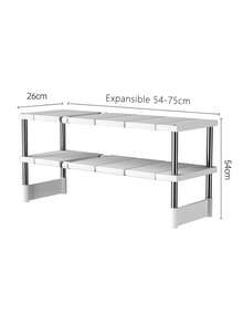 Estante organizador fregadero oculto ajustable expandible cocina multiusos,gabinete de almacenamiento debajo del fregadero,organizador de plástico multinivel de pie para baño - Blanco - Ver 4