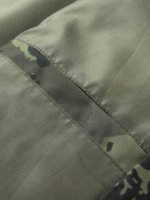 1 件男士户外迷彩运动夹克，拉链口袋防风防雨轻质连帽风衣，适合日常休闲和户外活动，春秋季 - 軍綠色 - 查看 5