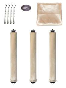 8Pcs Heatless Hair Rollers Scarf Bobby Pins Set, Velvet Heatless Overnight Hair Curling Set , Large Satin Light Brown Rods For Blowout Curls, Headband Hair Curlers & Hot Rollers, No Heat Styling Tools With Headband Wrap For Long Hair, To Sleep In, High Resilience Rubber Filling, Softer (Lt Brwon),Hair Accessories