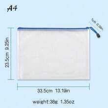 3pcs A4 Grid Zipper File Bags, Transparent PVC Material Document Pouches, Receipt Holder, Data Bags, Zipper Bags, Portfolio, Drawing Storage Bags (Random Color) - Multicolor - View 10