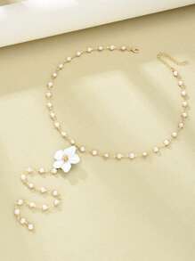 RIINHOO 1pc Floral Y-Shaped Chain Colorful Zirconia Flower Tassel Long Necklace