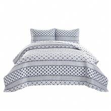 Lush Decor Monique Stripe Quilt Navy/White 3Pc Set Full/Queen Halloween-Fall Decor-Room Decor - Xanh nước biển/Trắng - Xem 8