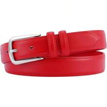 Multicolored Leather Waist Belt With Pin Buckle For Jeans - Đỏ - Xem 3