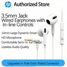 HP Tai nghe nhét tai 1127 giao diện kép chuyển đổi miễn phí khoang kim loại chất lượng âm thanh trung thực cao đa chức năng điều khiển qua dây điện thoại di động phổ thông máy tính xách tay màu trắng 3,5 mm - Trắng 3,5mm - Xem 2