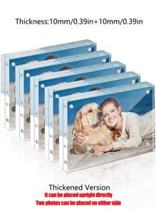 1入組亞克力強力磁性相框，帶架子，可作桌上名片夾、水晶相框、標價牌或偶像卡磁性徽章使用