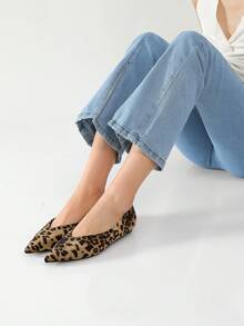 Reitoye New Arrival Y2K Comfortable Leopard Print Sandals For Women Summer Pointed Toe Patent PU Ballerina Flats Shoes,  Flat Heels Summer Shoes,  Mother's Day Gifts, Soft Leather, Soft Soles - Beo - Xem 7