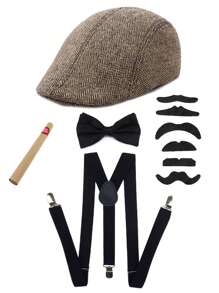 2/3/4/5 pièces D EXCEED Accessoires pour hommes des années 1920 : béret Gatsby, vêtements, accessoires vestimentaires des années 1920 pour hommes, pour Halloween, bal de promo