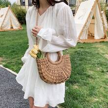 Oaoleer 1PC Straw Clutch Purses For Women Woven Straw Beach Sea Handbag Tote Bags For Summer - Màu Khaki - Xem 9