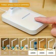 1pc 3-Color Dimmable Foldable LED Desk Lamp, Suitable For Office And Home, Battery Powered, Portable 3 Brightness Levels Folding Lamp For Bedroom, Study, Reading, Student, USB Battery Powered - Folding Table Lamp - View 4