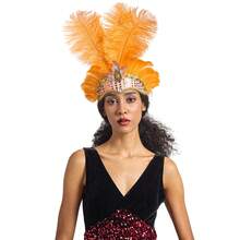 1 件狂欢节人造羽毛头饰歌舞女郎头带女士羽毛选美头带 1920 年代轻佻女郎头带万圣节 - 三條毛髮帶 - 查看 9