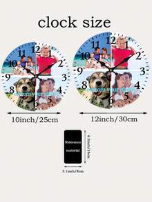 1-Piece 10/12-Inch Custom Photo Wall Clock - Silent, Tick-Free Wooden Digital Clock, Personalized Gift, Suitable For Valentine's Day, Weddings, Home Decor, Office Or School (Batteries Not Included), Wall Clock, Living Room Home Decor, Living Room Decoration, Wall Decoration, Home Decor