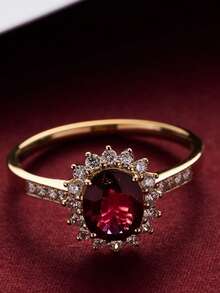 1 件复古 S925 纯银创意红宝石戒指，甜美浪漫的女士珠宝，适合日常、通勤、求婚、情侣、友情礼物 - 單戒 - 查看 4