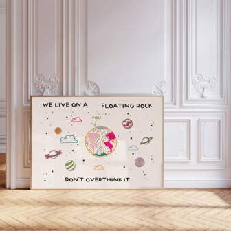 1 件优质“Don't Overthink”引言印刷少女粉色学院美学可打印宿舍艺术、时尚励志排版墙面装饰、卧室/宿舍/派对无框帆布海报、完美的假期旅行和海滩毕业礼物、Funkyposters 墙面印刷品（励志装饰、绘画）