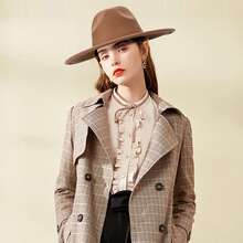JewelryWe Fedora Hat With Large Brim Men Women Retro Panama Floppy Hat Panama Hat Made Of Felt Suede Western Hat For Performance Party Show Cosplay Wedding Daily Life Camping Hiking Fishing - 卡其色 - 查看 3