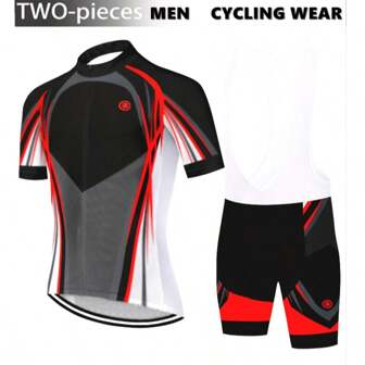 男士户外骑行服，休闲速干短袖骑行服+骑行短裤，带20D缓冲垫，适合骑行