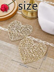 4-6 piezas Posavasos de PVC con forma de corazón para San Valentín, impermeable, fácil de limpiar, antideslizante, resistente al calor, elegantes manteles individuales, manteles de vinilo, decoración de mesa de comedor, almohadillas para mesa de cocina, decoración de bodas festiva