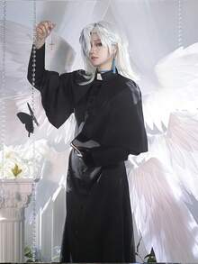 1 bộ trang phục linh mục/giáo sĩ thời trung cổ, trang phục tiệc Halloween/cosplay dành cho cả nam và nữ - màu đen - Xem 1