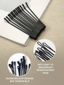 50/100Pcs Black Metal 2/2.36/2.17/2.75inch Solid Casual Bobby Pin For Women And Girls,Hair Clips For All Hair Types,Suitable For Daily Use And Hair Styling, Hair Accessories - Black - View 2