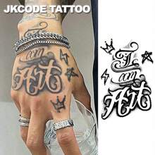 JKCODE TATTOO Tatuaggio erboristico - Motivo graffiti di strada - IO SONO ARTE - Tatuaggio a lettere - Tatuaggio in stile graffiti di strada per mano, dito, casual, uomo cool, mano, collo, testa, durata 15 giorni, impermeabile