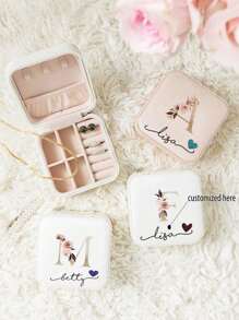 1pc 3-Tier Jewelry Organizer Box, Large Capacity Multi-Purpose Custom Personalized Name/Text Jewelry Storage Box PU Leather High-End Exquisite Earrings Necklace Multi-Compartment Jewelry Box - Ideal Gift For Bridesmaids, Birthday, Anniversary, Valentine's Day, Wedding, Best Friend, Mom, Wife, Excellent For Travel