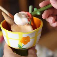 花朵量杯和量勺套装，陶瓷可爱量杯和量勺（带支架），烹饪和烘焙厨房小工具 - 彩色 - 查看 7