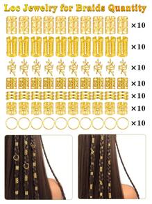 70Pcs Hair Beads Hair Cuffs Braiding Hair Rings Alloy Hair Charms For Loc Braids Hair Adjustable Metal Braid Hair Jewelry Hair Accessories