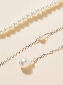 1PC Sexy Faux Pearl Silver Tassel Back Chain Is For Women, The Elegant Faux Pearl Y-Shaped Long Necklace Is For Women, The Fashionable And Pure White Wedding Party Jewelry Is For Women, The Back Chain Suitable For Women To Wear With Evening Gowns And Skirts, And For Women To Wear At Parties